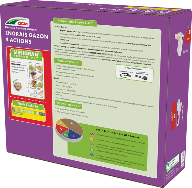 Engrais Gazon 4 Actions KB Naturel 3,5 Kg - Reverdit, Anti-Mousse, Densifie 85m²